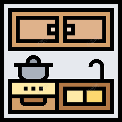 橱柜厨房工具28线性颜色图标svg_新图网 https://ixintu.com 厨房 工具 橱柜 线性 颜色