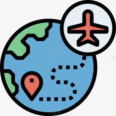 飞机休闲旅游8线颜色图标图标