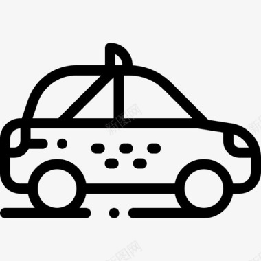 出租车车辆和运输9直线图标图标