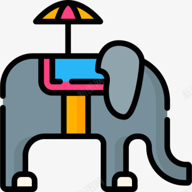 大象印度共和国第二天线形颜色图标图标