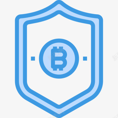 盾加密货币和比特币5蓝色图标图标