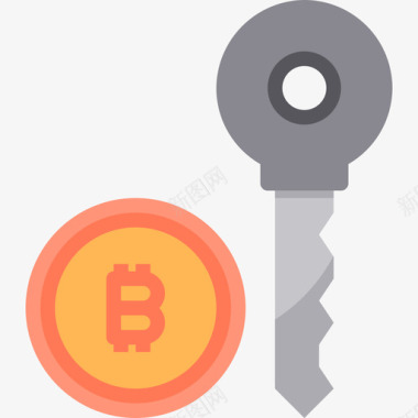 密钥加密货币和比特币3扁平图标图标
