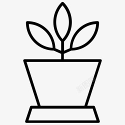 自然向量植物盆花盆园艺图标高清图片