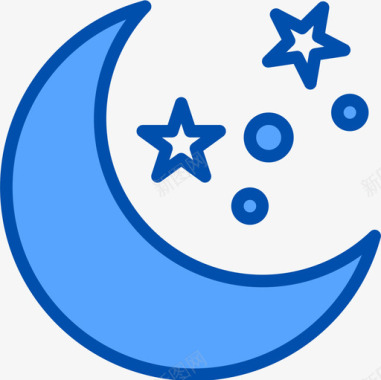 月亮太空和宇宙4蓝色图标图标
