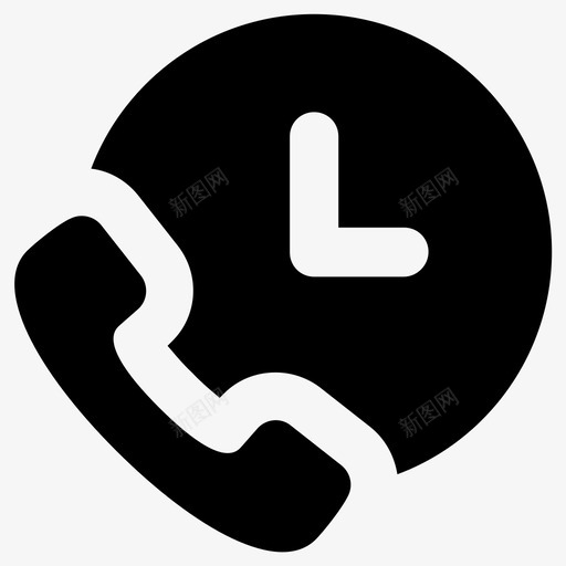 电话时钟持续时间图标svg_新图网 https://ixintu.com 持续时间 时钟 时间 电话