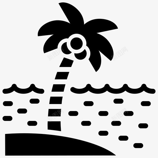 椰子树海滩岛图标svg_新图网 https://ixintu.com 夏天 椰子树 海滩 热带 雕文