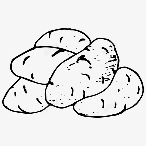 土豆食品手绘图标svg_新图网 https://ixintu.com 土豆 手绘 蔬菜 食品