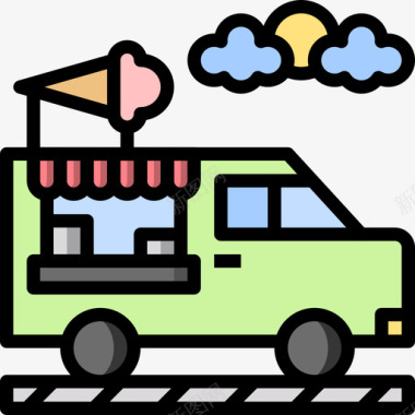 食品和餐厅冰淇淋24线性颜色图标图标