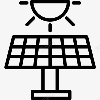 太阳能能量27线性图标图标