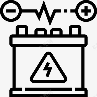 汽车蓄电池汽车服务4线性图标图标