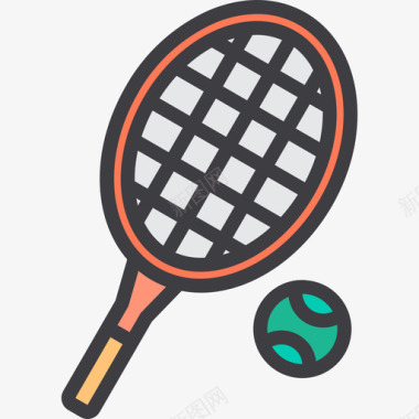 网球运动64线性颜色图标图标