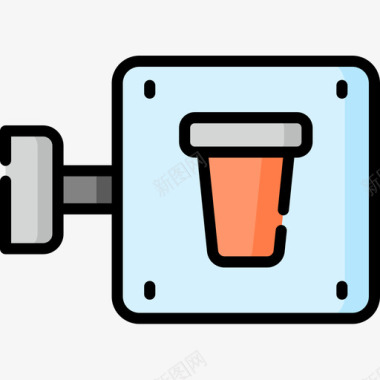 咖啡厅铁路31号线性颜色图标图标