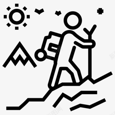 徒步旅行冒险背包旅行图标图标
