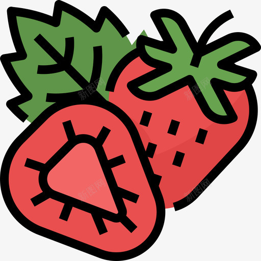 草莓健康食品31线形颜色图标svg_新图网 https://ixintu.com 健康食品31 线形颜色 草莓