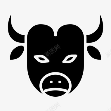 公牛动物脸图标图标