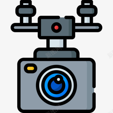 相机电影工业16线性彩色图标图标