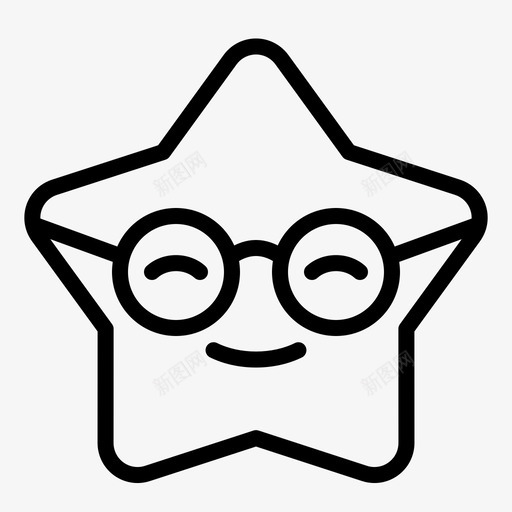 书呆子表情脸图标svg_新图网 https://ixintu.com 书呆子 眼镜 表情 贴纸 轮廓