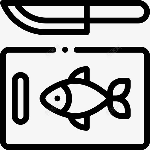 鱼美食18直线型图标svg_新图网 https://ixintu.com 直线型 美食18 鱼