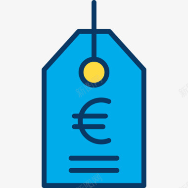 欧元标签金融117线性颜色图标图标