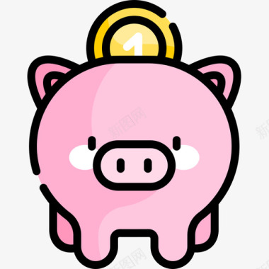 小猪存钱罐成功46线性颜色图标图标