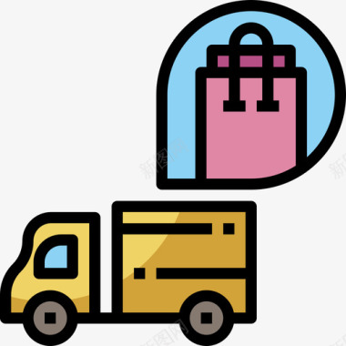 商业和购物交付元素2线性颜色图标图标