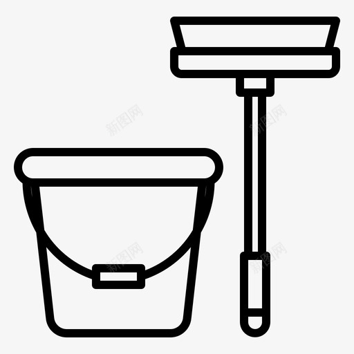 拖把和桶清洁卫生图标svg_新图网 https://ixintu.com 卫生 安全 拖把 清洁