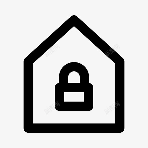 家房子锁图标svg_新图网 https://ixintu.com 安全 家 房子 挂锁 财产 锁