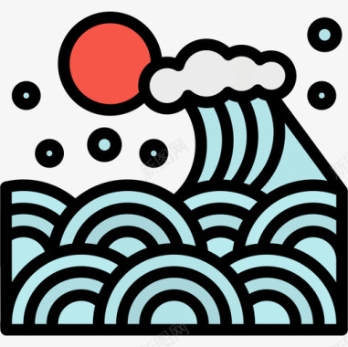 波浪日本53线型颜色图标图标
