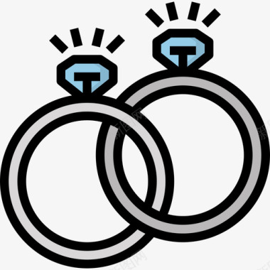 结婚戒指派对65线性颜色图标图标
