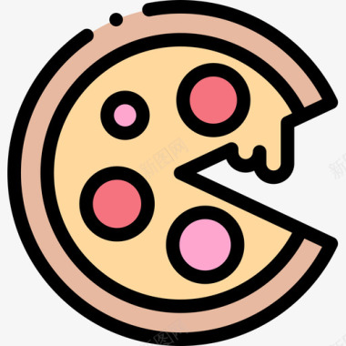 披萨爱好和自由时间7线性颜色图标图标