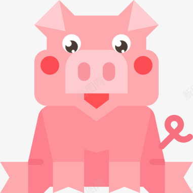 猪动物16扁平图标图标
