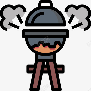 烧烤园艺工具7线性颜色图标图标