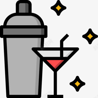酒精酒吧和酒吧9线性颜色图标图标