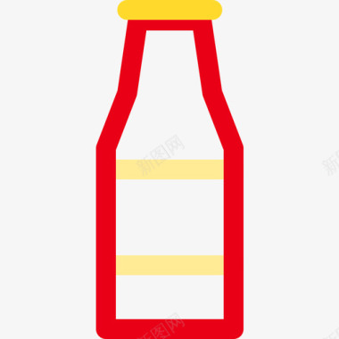番茄酱瓶野餐41线性颜色图标图标