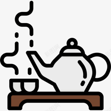 茶壶水疗25线性颜色图标图标