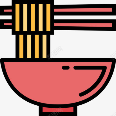 面条食品饮料3线颜色图标图标