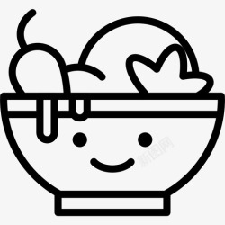 2碗2筷碗美食家2直线型图标高清图片