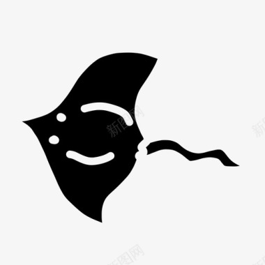 黄貂鱼水族馆涂鸦图标图标