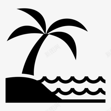 海滩椰树假日图标图标