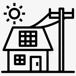 太阳能家庭家用电家庭能源发电厂图标高清图片