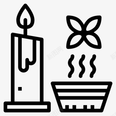 蜡烛按摩和水疗直发图标图标