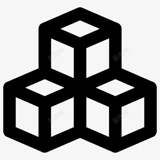 立方体块构建图标svg_新图网 https://ixintu.com 元素 分析 构建 立方体