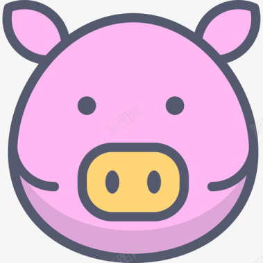 猪动物45线性颜色图标图标