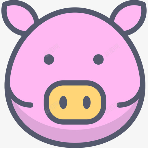 猪动物45线性颜色图标svg_新图网 https://ixintu.com 动物 线性 颜色