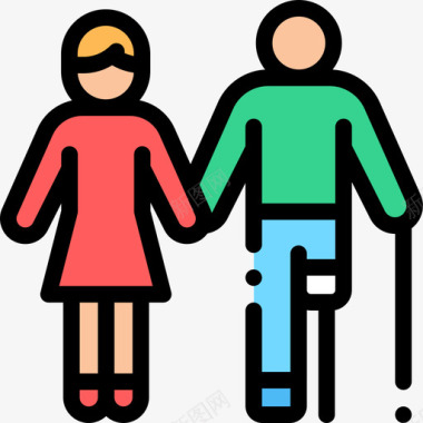 夫妇残疾人2直系肤色图标图标