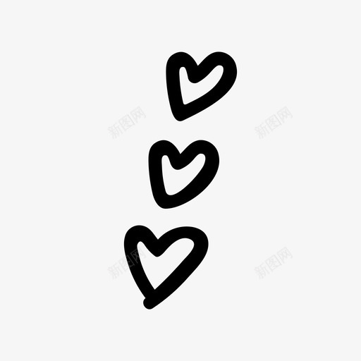三颗心手绘心形图案图标svg_新图网 https://ixintu.com 三颗心 异想天开 心形图案 手绘 爱情 素描