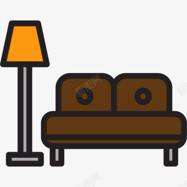 沙发家具33线性颜色图标图标