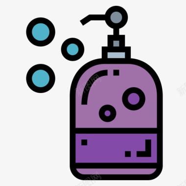 洗发水按摩和水疗3线性颜色图标图标