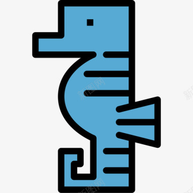 海马动物6线形颜色图标图标