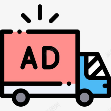 卡车广告线性颜色图标图标